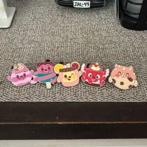 Disney Cartoon Character Pin Set - Pink, Red, Cream